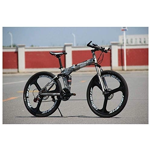 Folding Mountain Bike : TYXTYX Outdoor sports Mountain Bike 26 Inches 3 Spoke Wheels Full Suspension Folding Bike 21-30 Speeds MTB Bicycle with Dual Disc Brakes