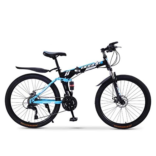 Folding Mountain Bike : Unisex Bicycles Full Dual-Suspension Mountain Bike Featuring Steel Frame and 26-Inch Wheels with Mechanical Disc Brakes 24-Speed Drivetrain in Multiple Colors