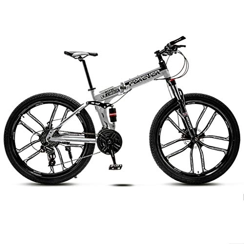 Folding Mountain Bike : Unisex Double Suspension Mountain Bike 27-speed High Carbon Steel Frame 26 Inch Wheel Folding Bike Suitable For 160-180cm Available In Four Colors