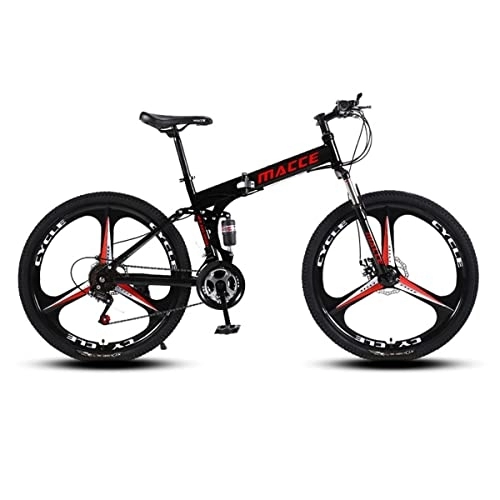 Folding Mountain Bike : VIIPOO Folding Mountain Bikes, Thickened Carbon Steel Pipe Wall Adult Folding Bicycle, Non-Slip Bicycles Road Bike MTB for Men / Women Cycling, Black-26‘’ / 24 Speed