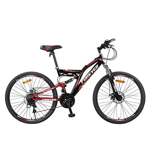 Folding Mountain Bike : W&TT 24 Speeds Off-road Bicycle 24 / 26Inch Adults Dual Disc Brakes Mountain Bike Soft Tail High Carbon Steel Shock Absorber Commuter Bicycle Citybike, Black, 26Inch