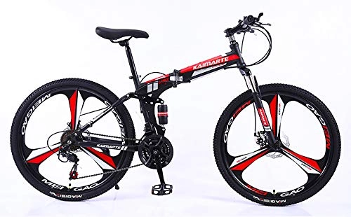 Folding Mountain Bike : WANG-L Mountain Folding 24 / 26 Inch Bike MTB Adult Men Women Bicycle Student Variable Speed Boy Girl Crosscountry Bicycle, Black-24inches / 21speed