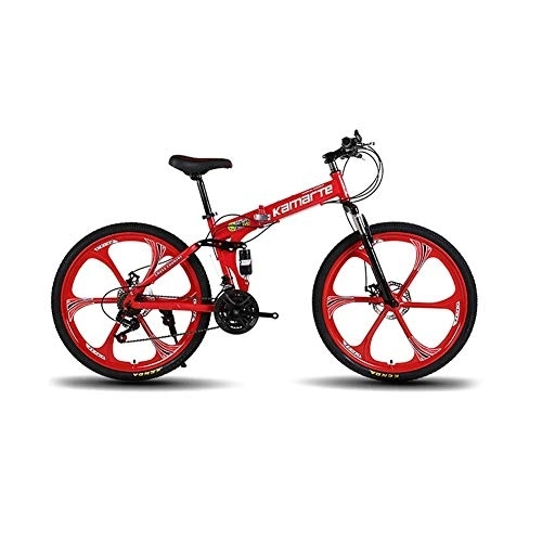 Folding Mountain Bike : WEHOLY Bicycle 26'' Folding Mountain Bike, 21Speed Great for Urban Riding and Commuting, Featuring Low Step-Through Carbon steel Frame, Wear-Resistant Tire Dual Suspension