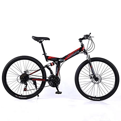 Folding Mountain Bike : WEHOLY Bicycle Folding Bike Mountain Bike, High Carbon Steel Folding Bike Mountain Bike 21 Speeds Mens MTB Bike 26 Inch Road Bicycle Bike Pedals with Disc Brakes and Suspension Fork