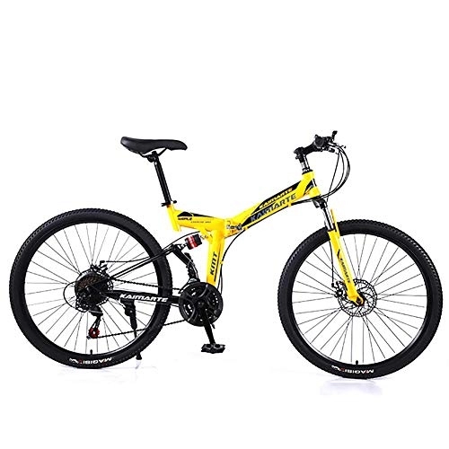 Folding Mountain Bike : WEHOLY Bicycle Folding Bike Mountain Bike, High Carbon Steel Folding Bike Mountain Bike 27 Speeds Mens MTB Bike 26 Inch Road Bicycle Bike Pedals with Disc Brakes and Suspension Fork