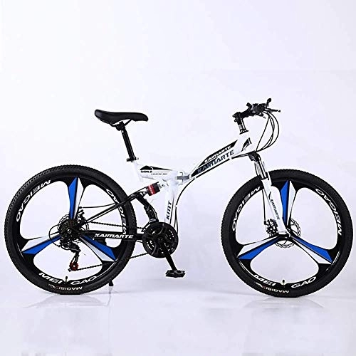 Folding Mountain Bike : WEHOLY Bicycle Folding Road Bicycle, Folding Bike Unisex Mountain Bike High-Carbon Steel Frame MTB Bike 26Inch Mountain Bike 21Speeds with Disc Brakes and Suspension Fork
