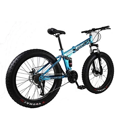 Folding Mountain Bike : WEHOLY Folding 26" Alloy Folding Mountain Bike 27 Speed Dual Suspension 4.0Inch Fat Tire Bicycle Can Cycling On Snow, Mountains, Roads, Beaches, Etc, 1
