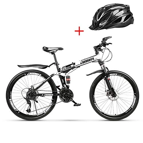 Folding Mountain Bike : WellingA Folding Mountain Bike, 24-inch 26 Speed Variable Speed Double Shock Absorption Double Disc Brakes off-Road Adult Riding Outside Sports Travel with Spoke Wheel, 005 21stage Shift, 26inches