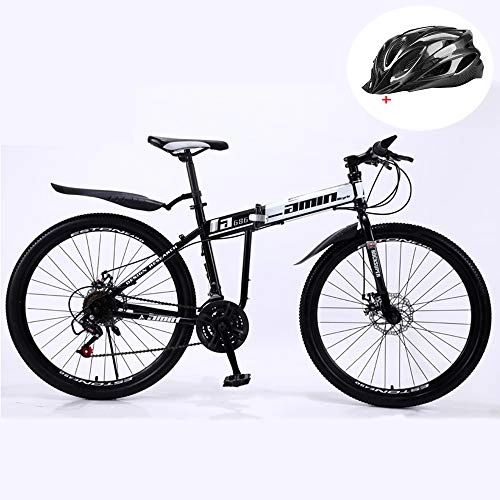 Folding Mountain Bike : WellingA Folding Mountain Bike, 24-inch 26 Speed Variable Speed Double Shock Absorption Double Disc Brakes off-Road Adult Riding Outside Sports Travel with Spoke Wheel, 006 21stage Shift, 24inches