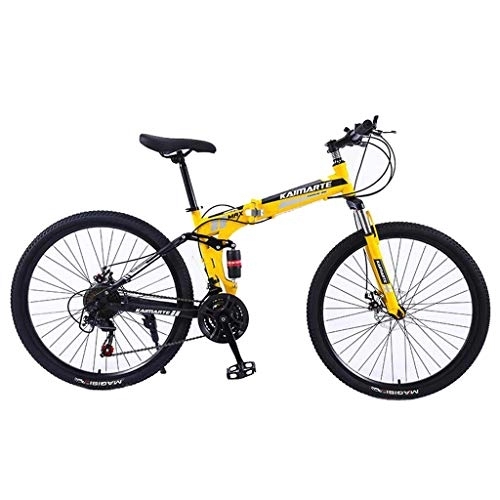 Folding Mountain Bike : WGYDREAM Mountain Bike Youth Adult Mens Womens Bicycle MTB 26”Foldable Mountain Bicycle Unisex 21 / 24 / 27 Speeds Carbon Steel Frame Full Suspension Disc Brake Mountain Bike for Women Men Adults