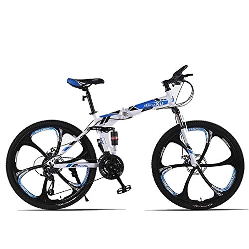 Folding Mountain Bike : WJSW Unisex Bicycles 26" 27-Speed Folding Mountain Trail Bicycle Compact Bike Drivetrain for Adult YouthBoys and Girls