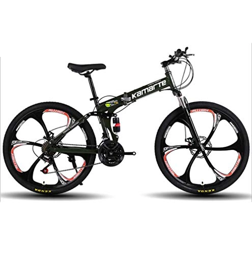 Folding Mountain Bike : WMWZ 26" Mountain Bike Foldable Steel Frame 2.0 MTB 21 / 24 / 27 Speed with Disc Brakes, H, 27Speed