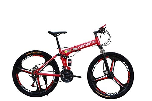 Folding Mountain Bike : WYYSYNXB Aluminum Alloy Variable Speed Bicycle 3 Knife Wheel Double Disc Brake Mountain Folding Bikes 5 Colors Available, Red, 26inches24speed