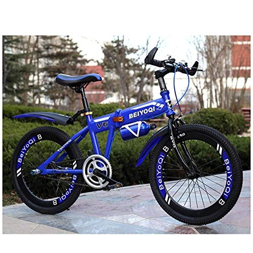 Folding Mountain Bike : WZB 20" Mountain Bike - Red, Green & Black, 17" Steel frame with 21 speed front and rear mudguards front and rear mechanical disc brake, Blue
