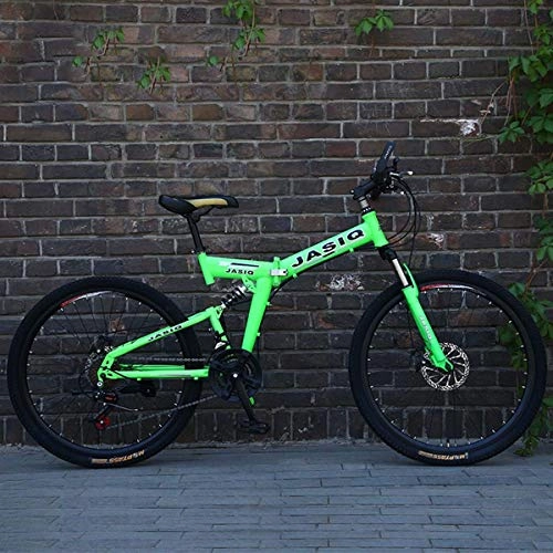 Folding Mountain Bike : WZB Foldable Portable Bicycle, 26 Inch Mountain Bike with 27-Speed Shimano Variable Speed Bicycle for Height 120-145cm, 8, 27Speed
