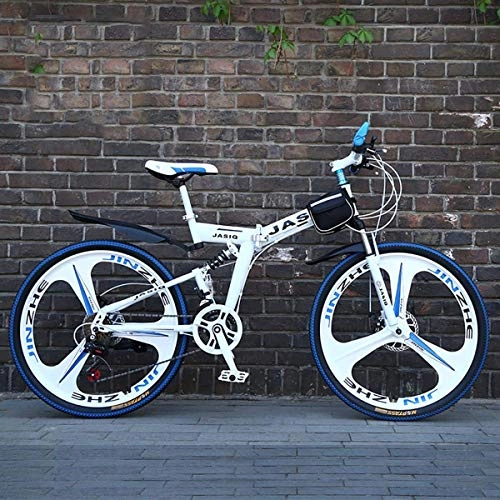 Folding Mountain Bike : WZB Folding Mountain Bike with 26" Super Lightweight Magnesium Alloy, Premium Full Suspension and Shimano 21 Speed Gear, 10, 26