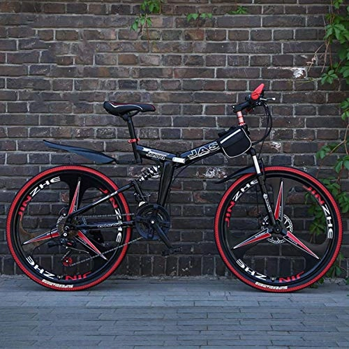 Folding Mountain Bike : WZB Folding Mountain Bike with 26" Super Lightweight Magnesium Alloy, Premium Full Suspension and Shimano 21 Speed Gear, 12, 24