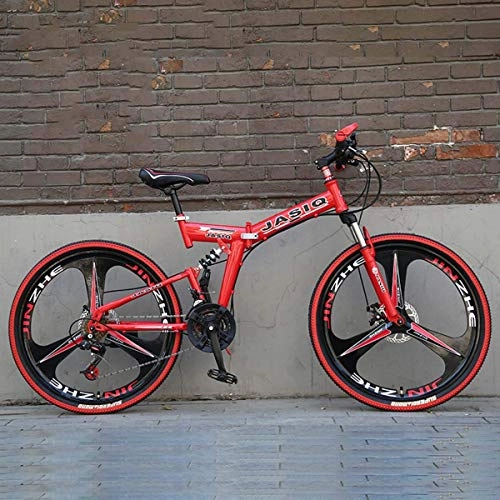 Folding Mountain Bike : WZB Folding Mountain Bike with 26" Super Lightweight Magnesium Alloy, Premium Full Suspension and Shimano 21 Speed Gear, 13, 24
