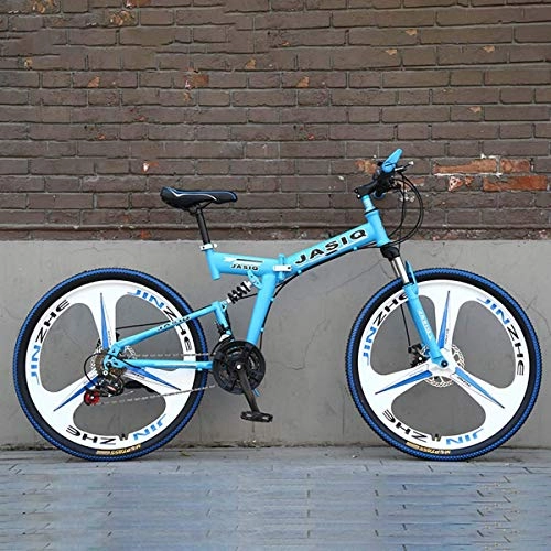 Folding Mountain Bike : WZB Folding Mountain Bike with 26" Super Lightweight Magnesium Alloy, Premium Full Suspension and Shimano 21 Speed Gear, 2, 26