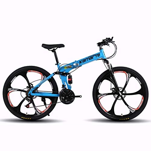 Folding Mountain Bike : WZB Full Dual-Suspension Mountain Bike, Featuring 26-Inch Wheels / Aluminum Frame with Disc Brakes, 27-Speed Shimano Drivetrain, in Multiple Colors, 8, 24Speed