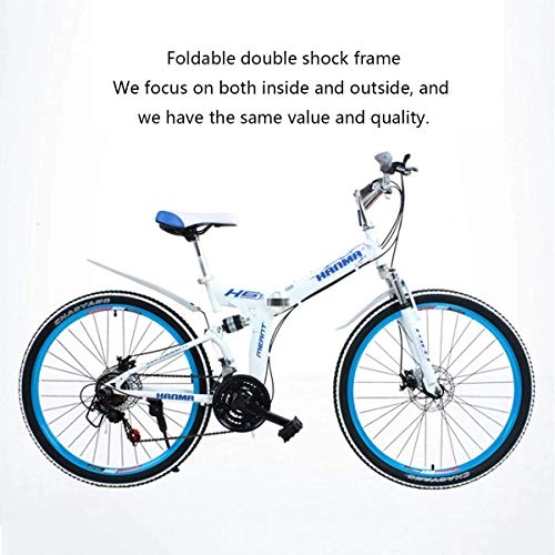 Folding Mountain Bike : WZB Mountain Bike, 26'' wheel Lightweight Steel Frame 21 Speeds SHIMANO Disc Brake, Black, 24