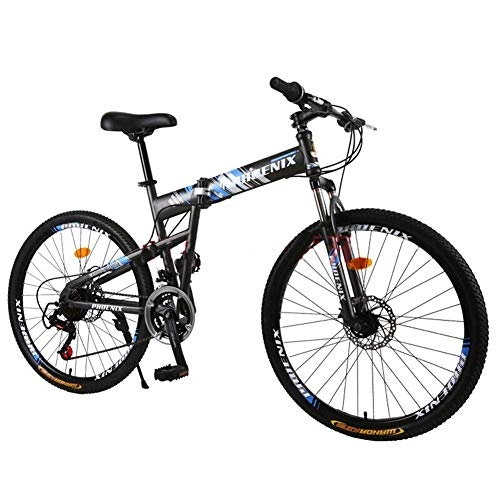 Folding Mountain Bike : XBSLJ Mountain Bikes, Mountain Bicycle, 24" 26" Adult Mountain Bikes, 4.0 Fat Tire Dual-Suspension Mountain Bicycle, High-Carbon Steel Frame 21 / 24 / 27 Speed