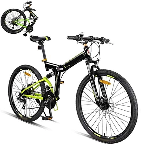 Folding Mountain Bike : XHLLX Foldable Soft Tail Bicycle 26 Inch, 24-Speed Folding Mountain Bike, Unisex Lightweight Commuter Bike, Double Disc Brake, MTB Full Suspension Bicycle, B