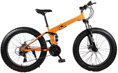 Folding Mountain Bike : XINTONGLO Folding 26" Alloy Folding Mountain Bike 27 Speed Dual Suspension 4.0Inch Fat Tire Bicycle Can Cycling on Snow, Mountains, 6