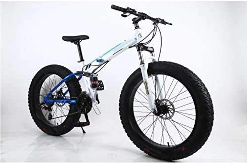 Folding Mountain Bike : XINTONGLO Folding 26" Alloy Folding Mountain Bike 27 Speed Dual Suspension 4.0Inch Fat Tire Bicycle Can Cycling on Snow, Mountains, B