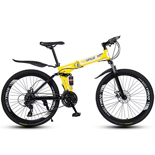 Folding Mountain Bike : XYDDC 26 Inch Outroad Mountain Bike for Adults Teen Outdoor Riding Bicycle 21 / 24 / 27-Speed 6 Spoke Rims Double Disc Brakes Full Suspension Unfoldable Bike
