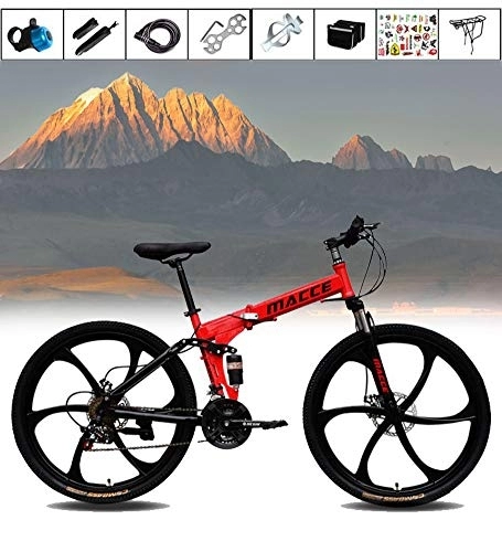 Folding Mountain Bike : XYQCPJ 26 Inch Folding Mountain Bike, Double Disc Brake Variable Speed Double Shock Absorption Road Bicycle Summer Travel Outdoor Bicycle Comfortably Suitable For Daily Travel
