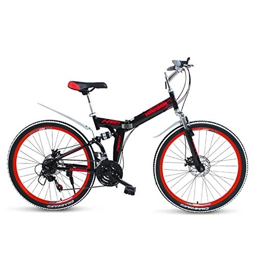 Folding Mountain Bike : Y-PLAND Folding Bicycle for Adult Mountain Bike 24 Inch Portable Bicycle Shock-absorbing Male And Female Students Bicycle Road Bike Lightweight Cycle-Red_24 inches