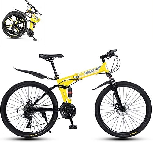 Folding Mountain Bike : Yajun Folding Bicycle Mountain Bike Speed Double Disc Brake Student Absorber Riding Suitable For Adults 26 Inch, H
