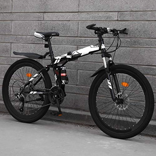 Folding Mountain Bike : YANGDONG 24inch Adult Mountain Bike, 21 / 24 / 27 Speed Gear Mountain Bike, High Carbon Steel Full Suspension, High Speed Bike Double Disc Brake Outdoor Mountain Bike (Color : F, Size : 24 speed)