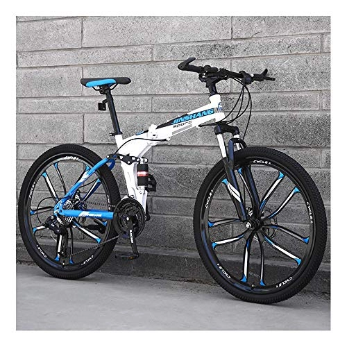 Folding Mountain Bike : YCHBOS 24 / 26 Inch Full Suspension Lightweight Mountain Bike Men, 27 Speed Mountain Bike Adult Folding, MTB with Dual Disc Brakes and Adjustable Seat, Mountain BicycleB-24 inch