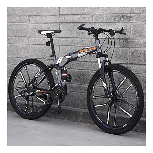 Folding Mountain Bike : YCHBOS 24 / 26 Inch Full Suspension Lightweight Mountain Bike Men, 27 Speed Mountain Bike Adult Folding, MTB with Dual Disc Brakes and Adjustable Seat, Mountain BicycleD-24 inch