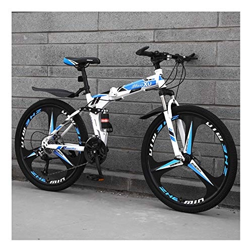 Folding Mountain Bike : YCHBOS 24" 26" Mens Bikes Lightweight Folding Mountain Bike 27 Speed, Full Suspension MTB, Bicycle for Men with Dual Disc Brakes, High-Carbon Steel Frame, Adjustable SeatC-26 inch