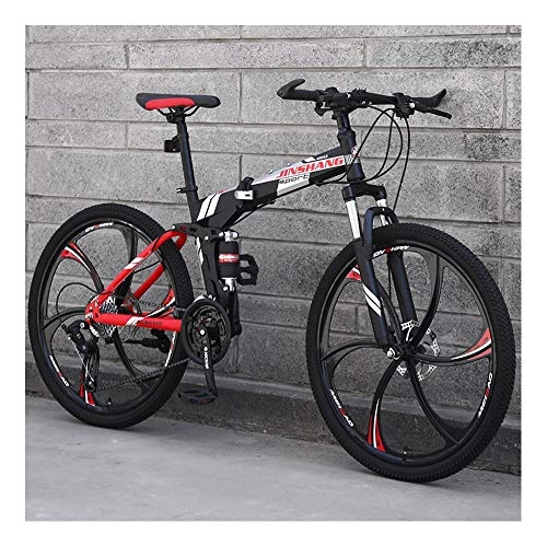 Folding Mountain Bike : YCHBOS Folding Mountain Bikes for Men 24 / 26 Inch, Full Suspension MTB Bikes for Adults Mountain Bike, Hydraulic Shock Absorber, High Carbon Steel Frame with Disc Brakes, 27 SpeedA-26 inch