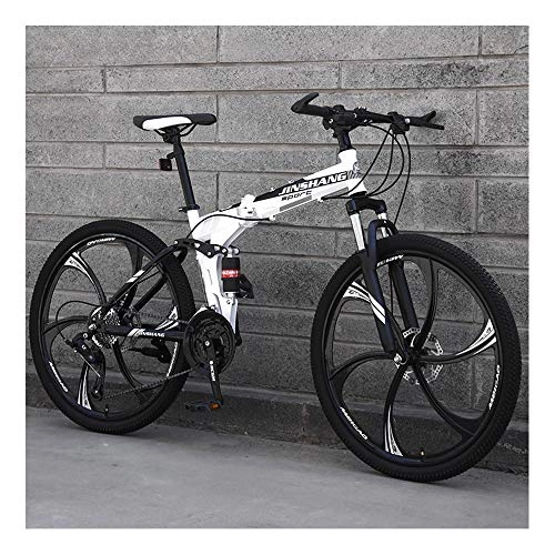 Folding Mountain Bike : YCHBOS Folding Mountain Bikes for Men 24 / 26 Inch, Full Suspension MTB Bikes for Adults Mountain Bike, Hydraulic Shock Absorber, High Carbon Steel Frame with Disc Brakes, 27 SpeedB-26 inch