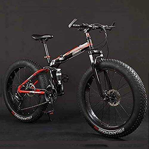 Folding Mountain Bike : YI KE Adult Mountain Bike 26 Inch Wheels High Carbon Steel Folding Outroad Bicycles Dual Disc Brakes Full Suspension MTB