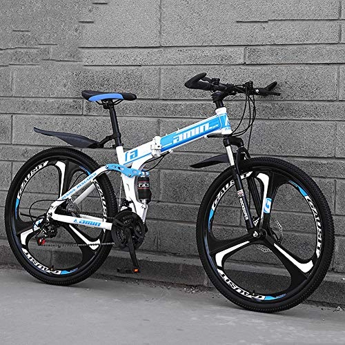 Folding Mountain Bike : YI KE Mountain Trail Bike Gears Dual Disc Brakes High Carbon Steel Folding Outroad Bicycles Mens Mountain Bike