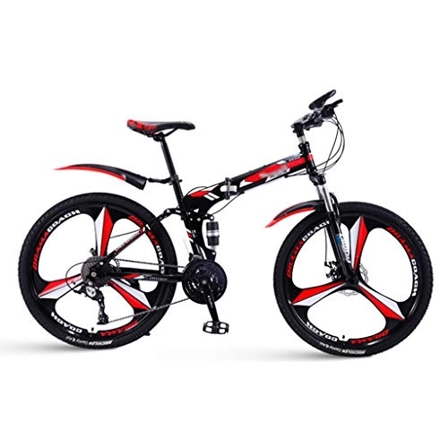 Folding Mountain Bike : YICOL Mountain Bike, 24 Inches Folding Mountain Bicycle, Variable Speed Bicycle with Dual Disc Brake (21-Speed / 24-Speed)
