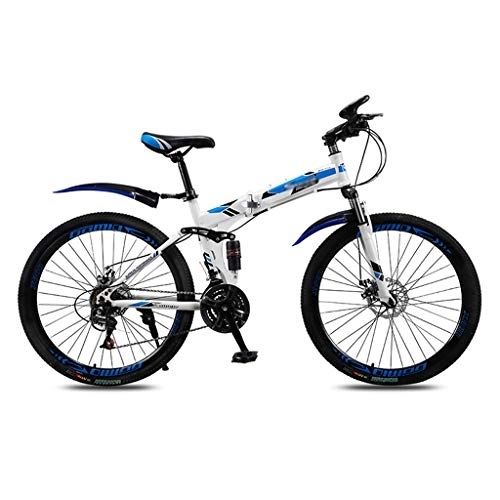 Folding Mountain Bike : YICOL Mountain Bike for Adult Teens, 24-inch Folding Bicycle with Dual Disc Brake, Bike Pump and Lock Included