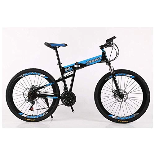 Folding Mountain Bike : YISUNF Outdoor sports Folding Mountain Bike 2130 Speeds Bicycle Fork Suspension MTB Foldable Frame 26" Wheels with Dual Disc Brakes (Color : Blue, Size : 21 Speed)