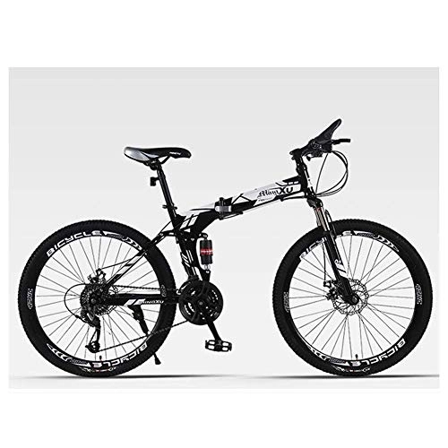 Folding Mountain Bike : YISUNF Outdoor sports Moutain Bike Folding Bicycle 21 Speed 26 Inches Wheels Dual Suspension Bike (Color : Black)