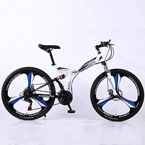 Folding Mountain Bike : YOUSR Unisex 24 Inch Folding City Road Bicycle, 21 Speed Shock Absorption Shifting Soft Tail Mountain Bike White
