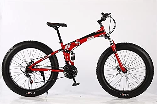 Folding Mountain Bike : Youth / Adult 21-speed 26-inch Windproof Spoke Wheel Foldable Bicycle, Front Suspension Cross-country Snow Beach Bike, Multi-color, High-carbon Steel Frame, Front And Rear Mechanical Disc Brake Mountain