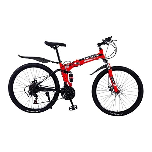 Folding Mountain Bike : YSFWL 24 Inch Bike Folding Mountain Bikes Adult Student Variable Speed Bicycle Portable Cyclings Foldable Bicycles, Carbon Steel Bike Shimanos Bicycle Full Suspension MTB Outdoor Cyclings