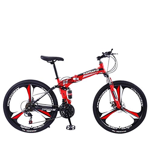 Folding Mountain Bike : YSFWL 26 Inch Bikes Carbon Steel Mountain Bike 21 Speed Bicycle Full Suspension MTB Shock Frame 3 Cutter Wheels Bicycles Absorber Folding Cyclings for Outdoor Adult Teen Student