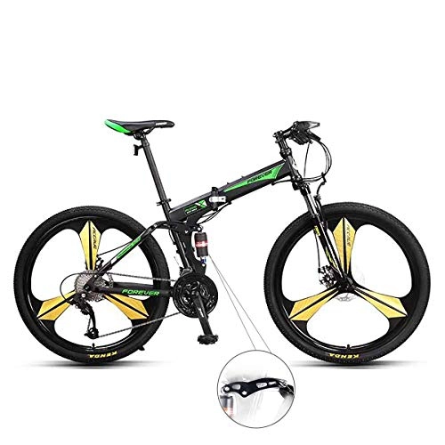 Folding Mountain Bike : YuCar Adult 26 inch Foldable mountain bikes 27 speeds, off road bikes with magnesium alloy wheels, full suspension fork and dual shock absorbers